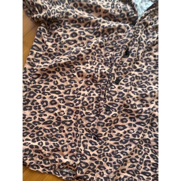 Imanorata leoopard print button up short sleeve shirt Small - Picture 2 of 9